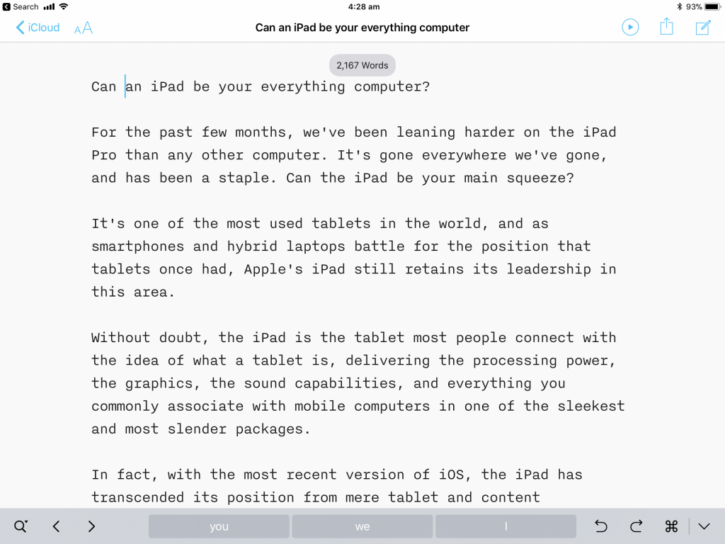 iA Writer on the iPad