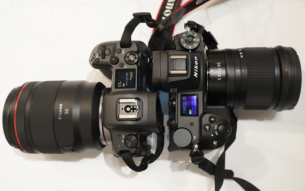 Canon EOS R next to the Nikon Z7