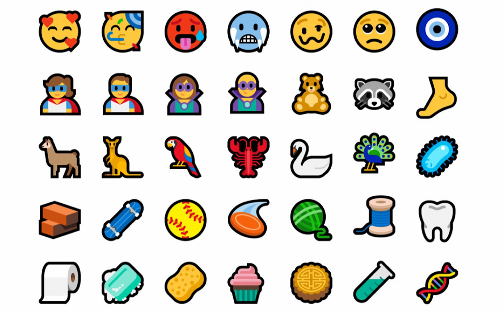New emoji in the Windows 10 October update