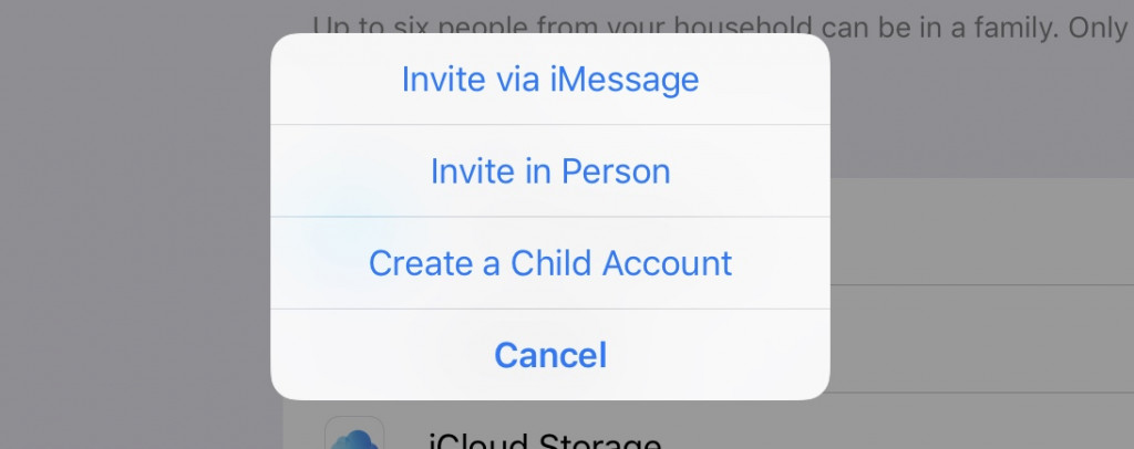 Setting up a child member to the iOS Family Account