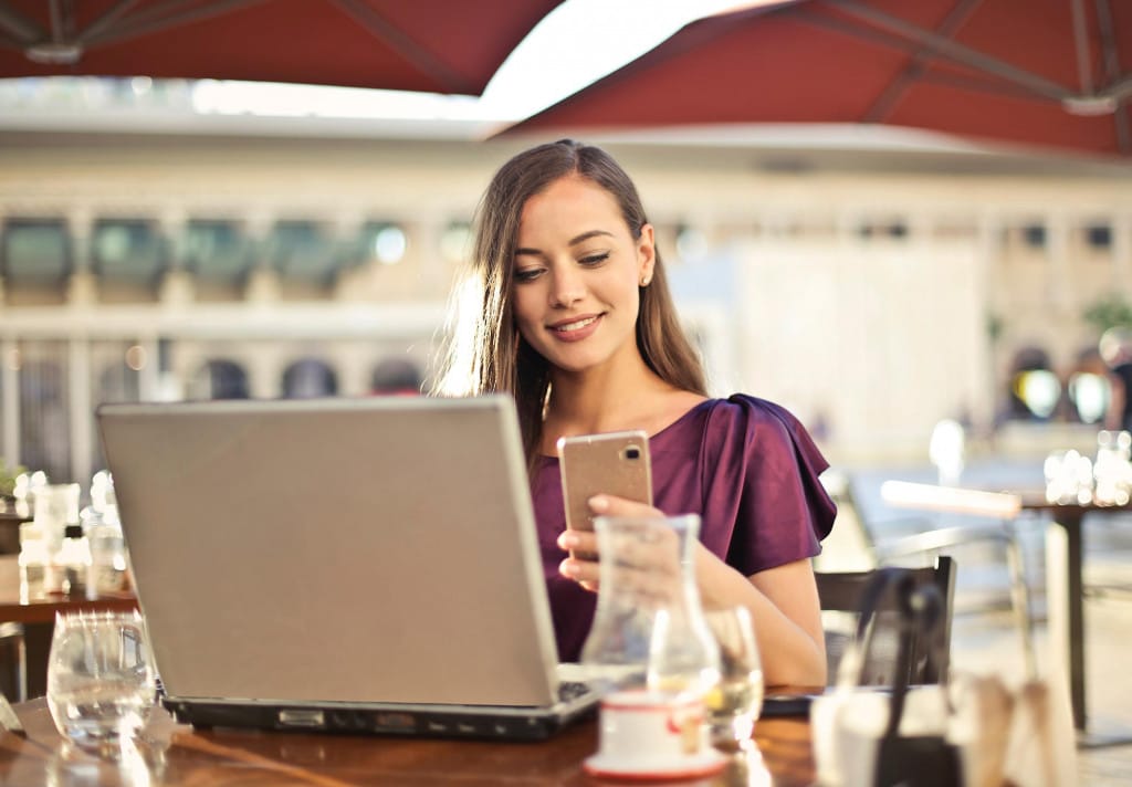A girl using a phone