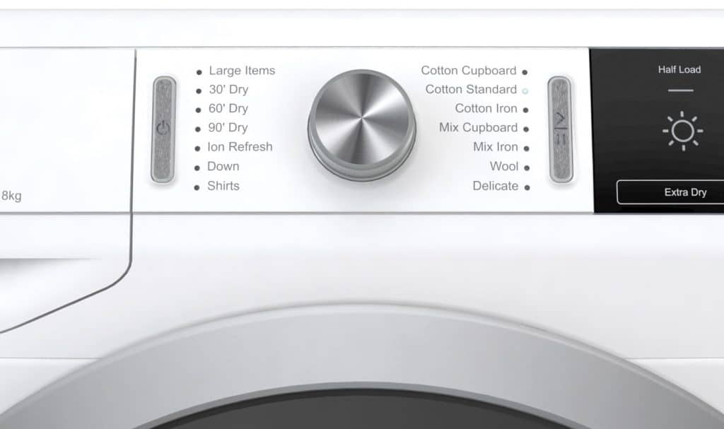 Modes on the Hisense 8kg Heat Pump Dryer