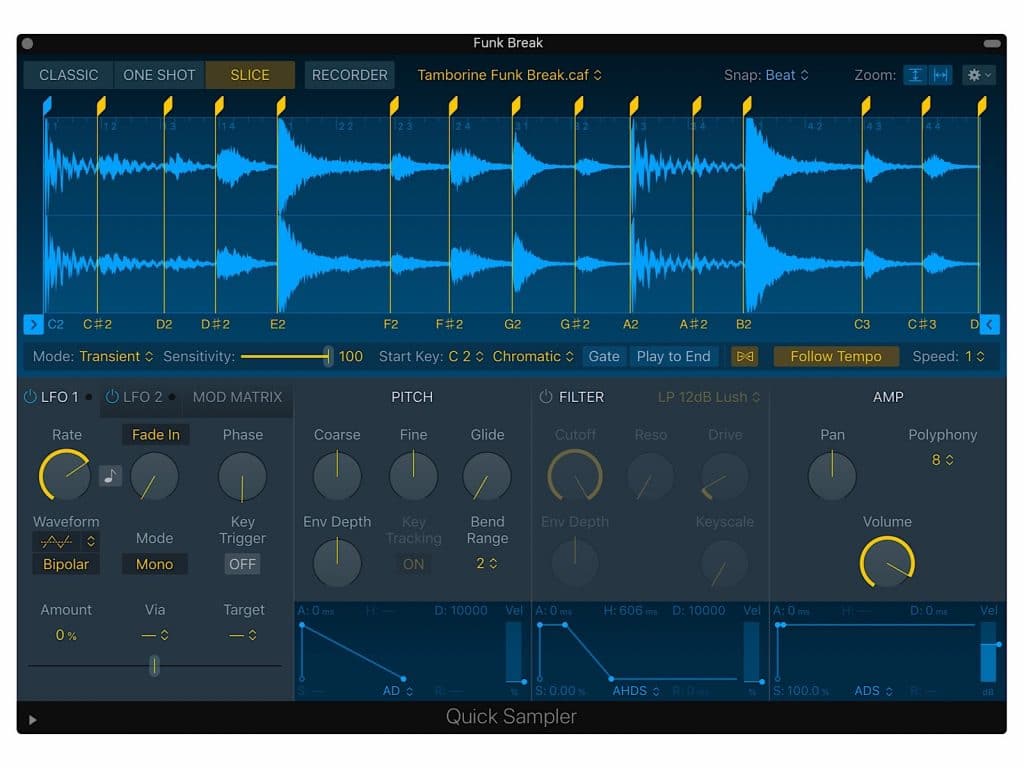 Logic Pro X 10.5 update with the Quick Sampler tool
