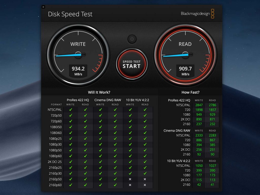 Blackmagic Speed Test on the 2020 WD My Passport SSD