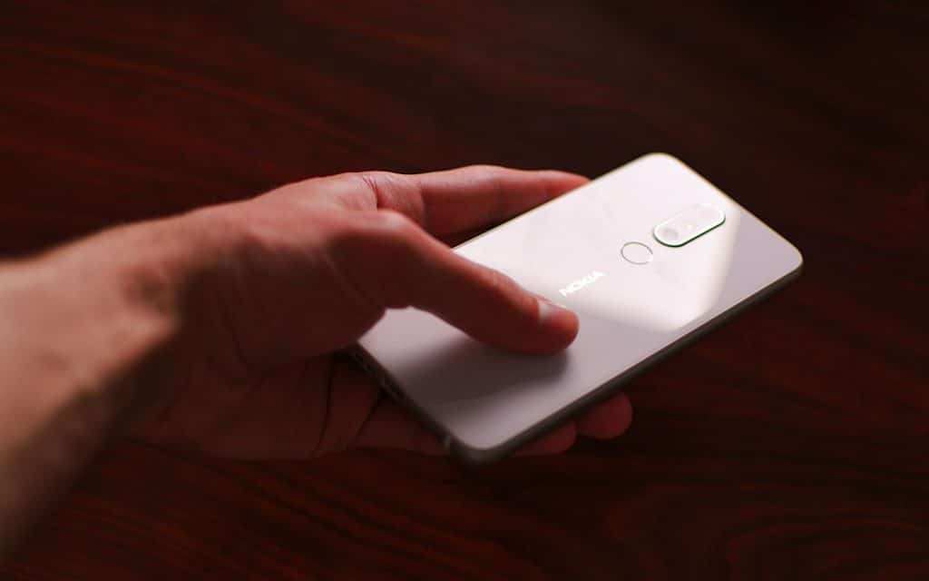 An Android phone being held