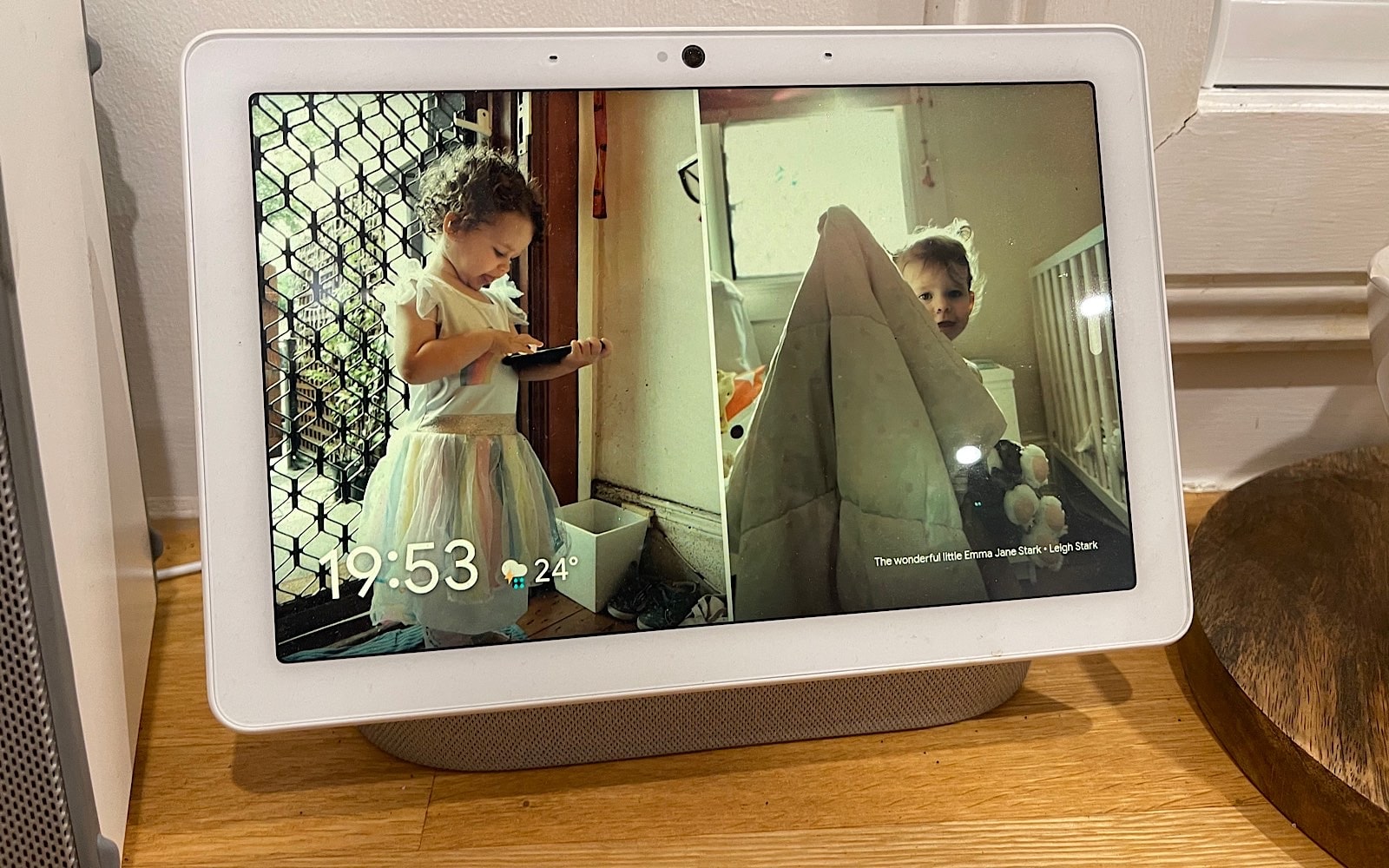Google Nest Hub with family photos