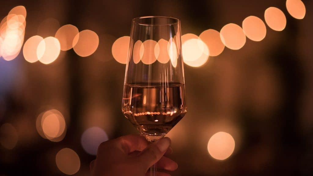 Champagne in a glass for New Year's