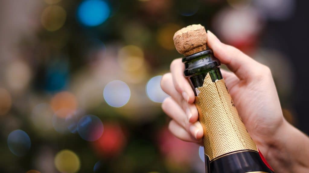 Celebrating with champagne