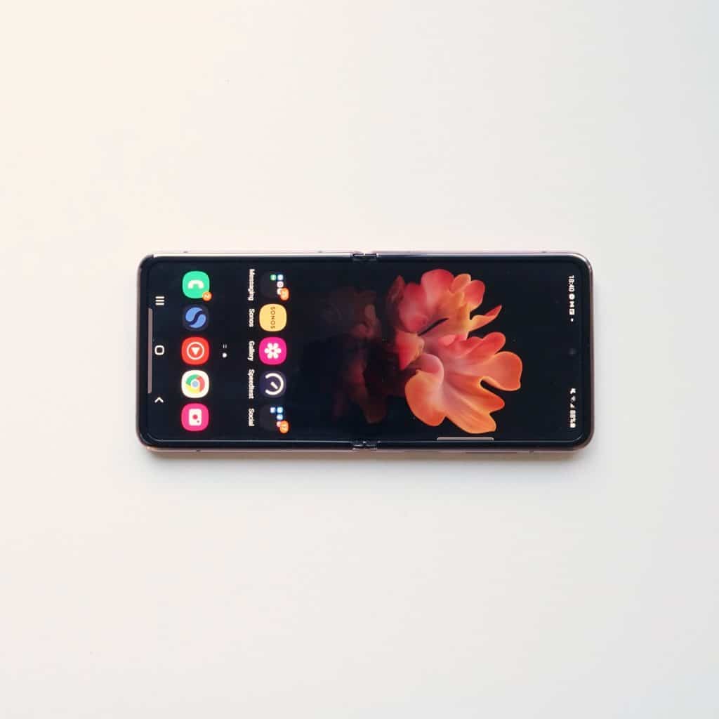 An unfolded Galaxy Z Flip 5G
