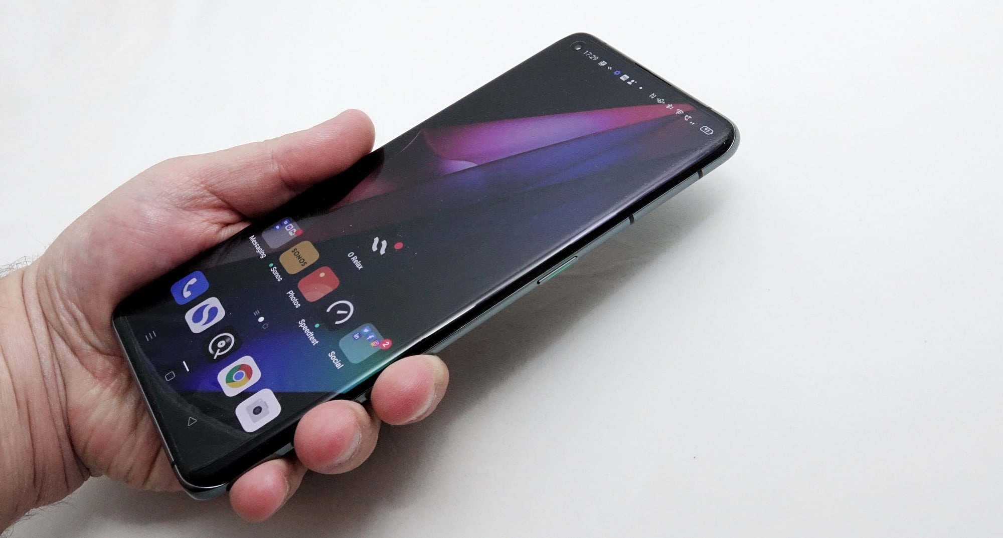 Holding the Oppo Find X3 Pro