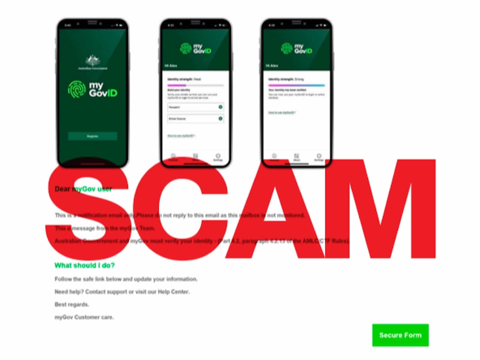 An image of what the myGovID scam looks like.