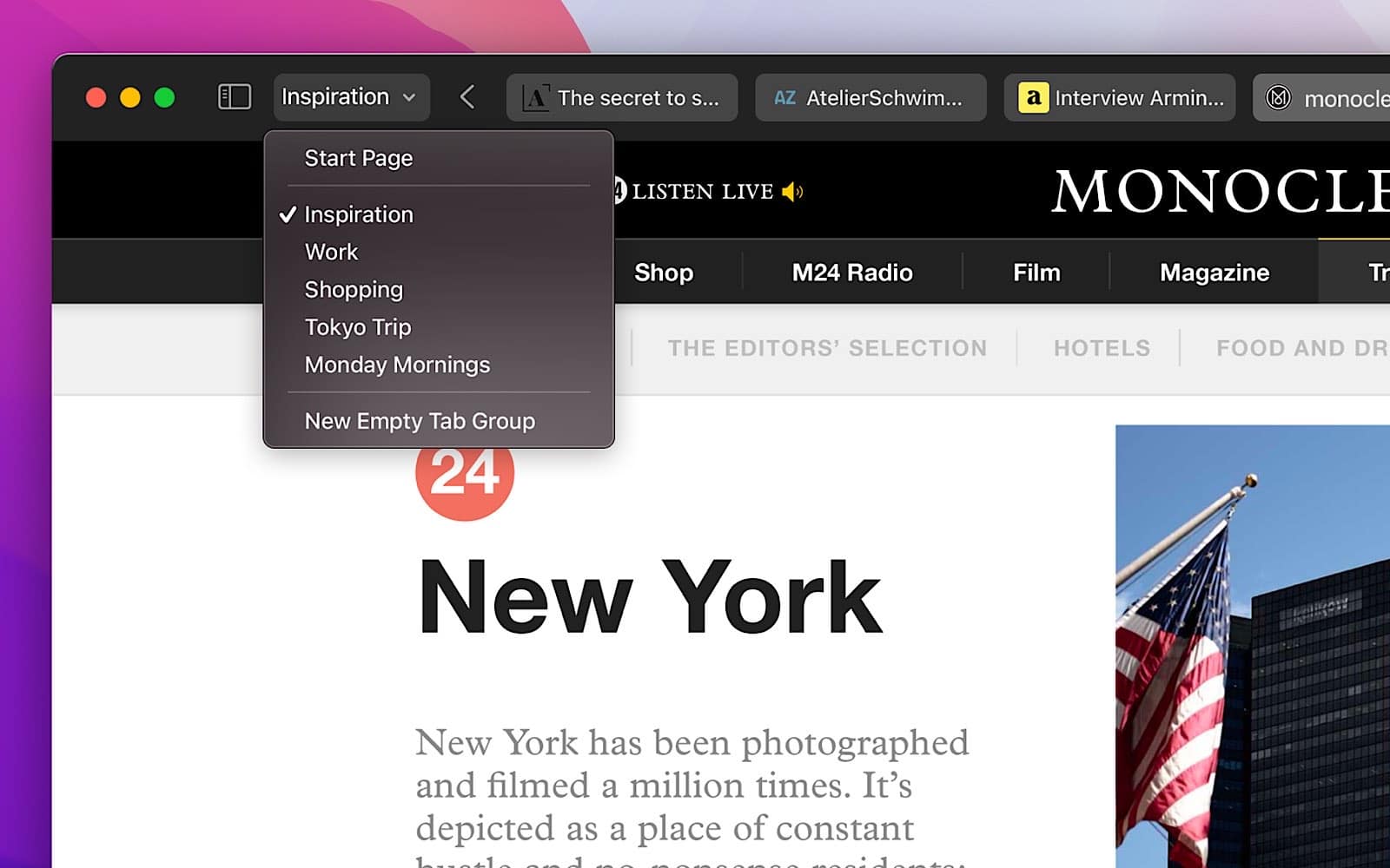 Safari on MacOS Monterey