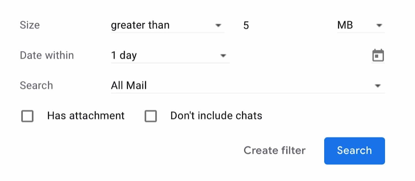Check your Gmail for attachments bigger than a certain size