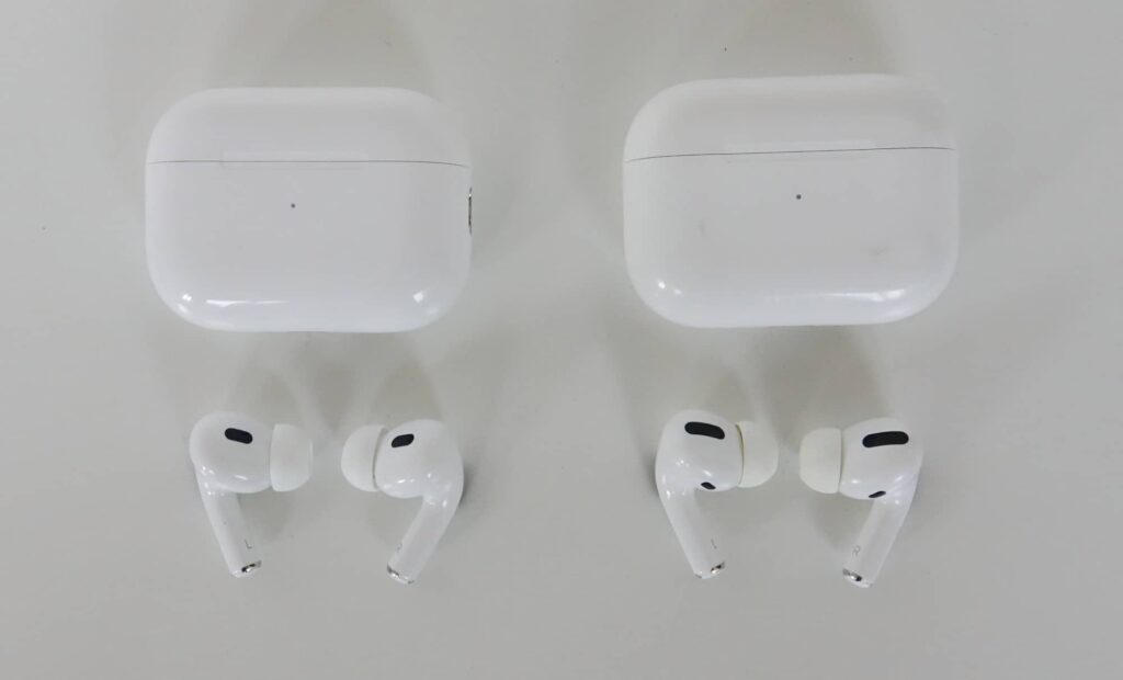 AirPods Pro 2nd-gen next to AirPods Pro 1st-gen