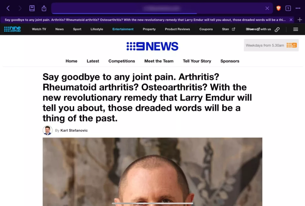 A fake version of the Nine website used in scams.