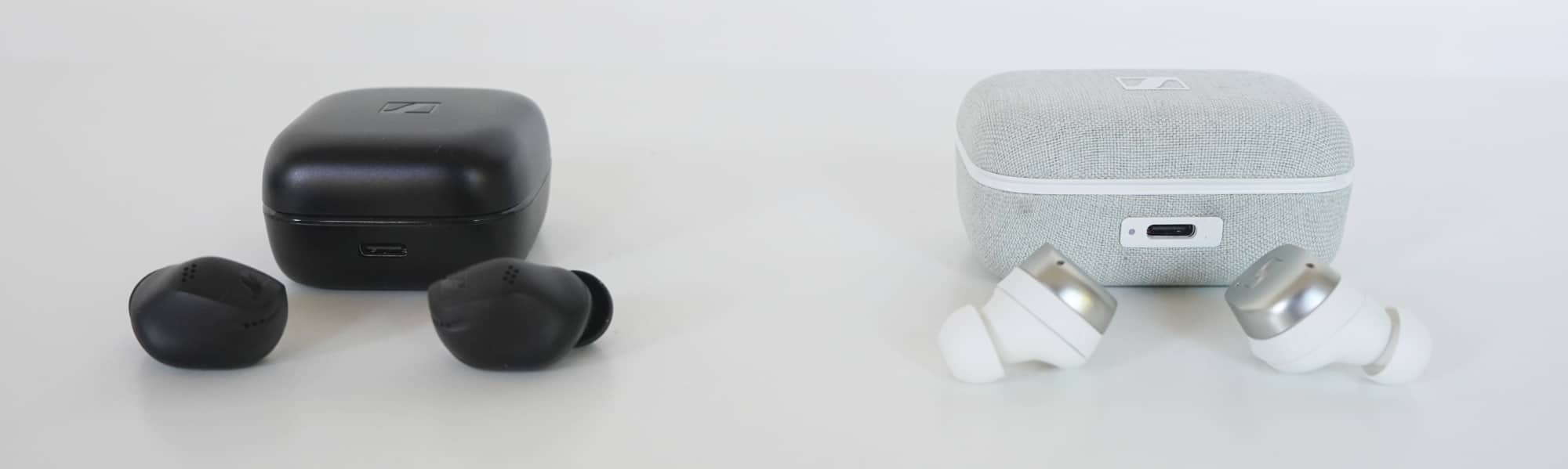 Comparing the Accentum True Wireless (left) with the Momentum True Wireless 4 (right).