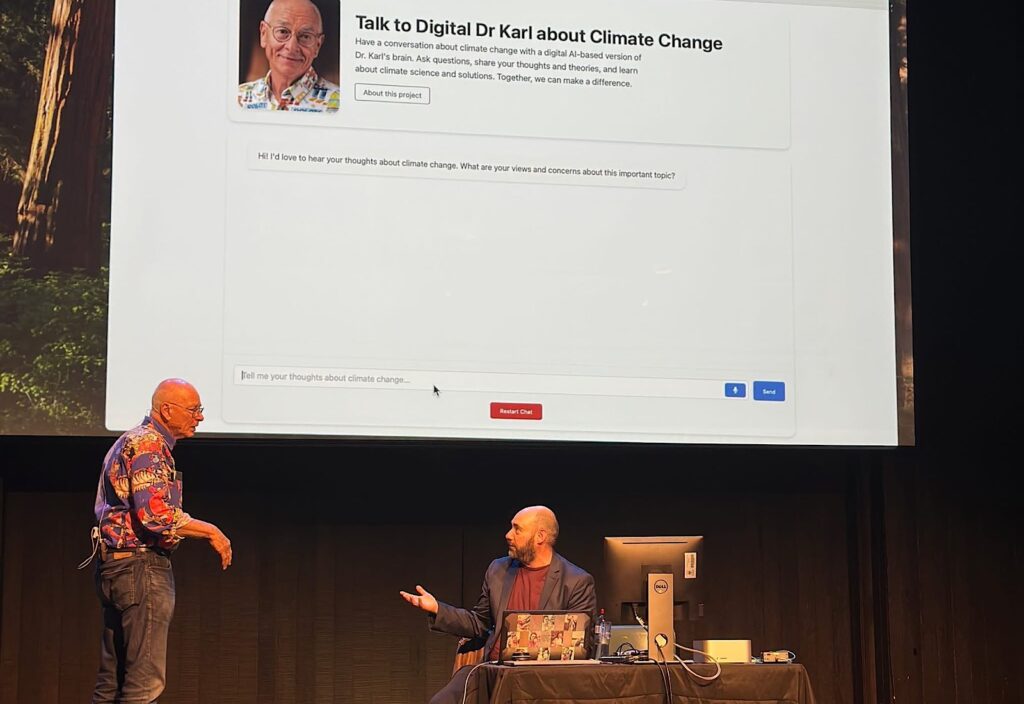 Dr Karl's AI on stage at the Seymour Centre