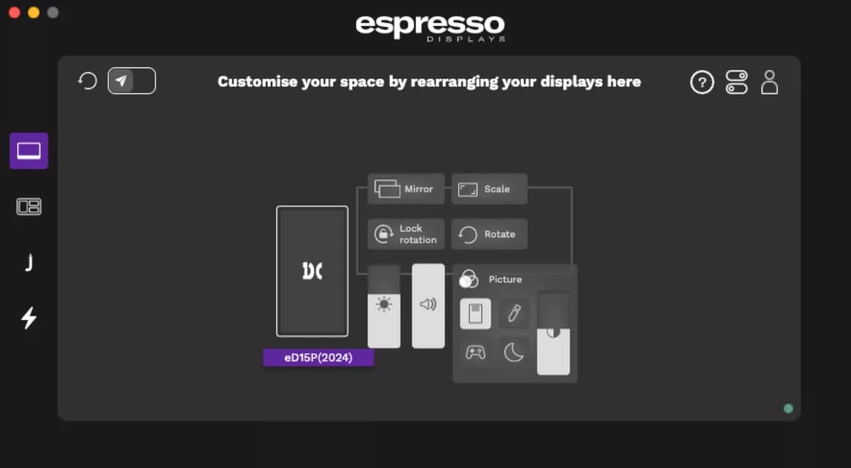 Our Espresso 15 Pro review wouldn't be complete without a screenshot of the Flow app you need to control the brightness.